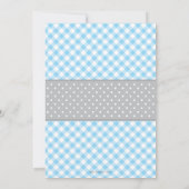 Niedlich Gingham Blue Gray Elephant Babydusche Einladung (Rückseite)