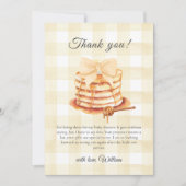 Niedlich Gingham Bow Pancake Brunch Babydusche Dankeskarte (Vorderseite)