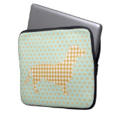 Niedlich Gingham Dackel Monogram Duck Blue Laptopschutzhülle (Vorderseite Links)
