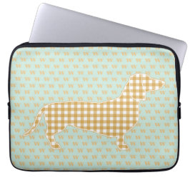 Niedlich Gingham Dackel Monogram Duck Blue Laptopschutzhülle