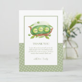 Niedlich Gingham Greenery Sweet Pea in Pod Baby Du Dankeskarte (Stehend Vorderseite)