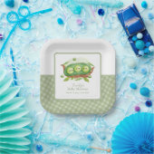 Niedlich Gingham Greenery Sweet Pea in Pod Baby Du Pappteller (Party)