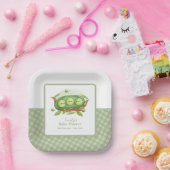 Niedlich Gingham Greenery Sweet Pea in Pod Baby Du Pappteller (Party)