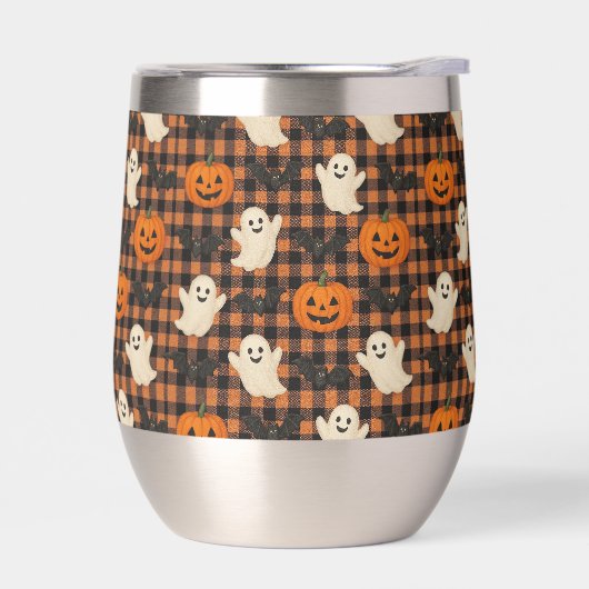 Niedlich, Gingham-halloween-Geist-Kürbisbäume (Links)