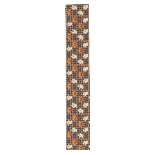 Niedlich, Gingham-halloween-Geist-Kürbisbäume Großer Tischläufer