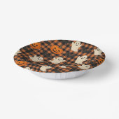 Niedlich, Gingham-halloween-Geist-Kürbisbäume Pappteller (Gewinkelt)