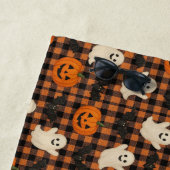 Niedlich, Gingham-halloween-Geist-Kürbisbäume Strandtuch (Beispiel)