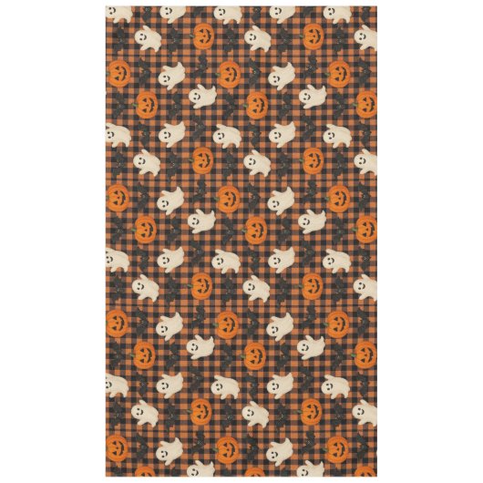 Niedlich, Gingham-halloween-Geist-Kürbisbäume Tischdecke (Vorderseite)