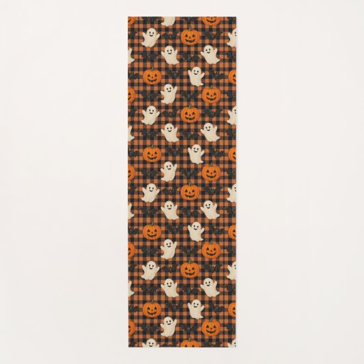 Niedlich, Gingham-halloween-Geist-Kürbisbäume Yogamatte (Vorderseite)