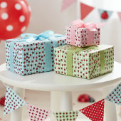 Niedlich Gingham Handzeichnung Ladybug Pattern Kid Geschenkpapier Set