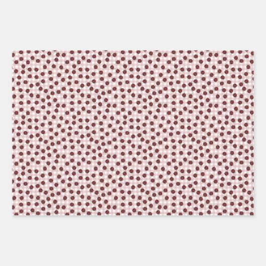 Niedlich Gingham Handzeichnung Ladybug Pattern Kid Geschenkpapier Set (Vorderseite 2)
