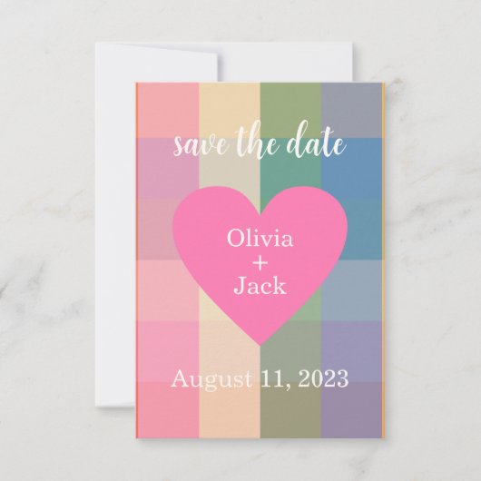 Niedlich Gingham Heart Save the Date (Vorderseite)