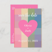 Niedlich Gingham Heart Save the Date (Vorne/Hinten)
