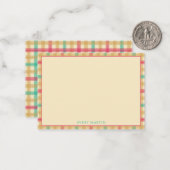 Niedlich Gingham Karo Pattern Danke Kinderzimmer Mitteilungskarte (Vorderseite/Rückseite Beispiel)