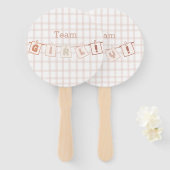 Niedlich Gingham Notedry Baby Shower Gender Reveal Fächer (Vorne und Hinten)