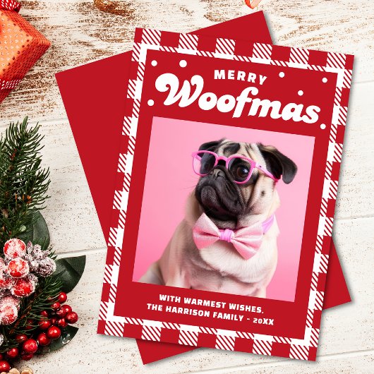 Niedlich Gingham Pattern Merry Woofmas Feiertagskarte