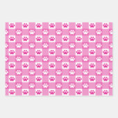 Niedlich Gingham Paw Print Pattern Pink Aquamarin Geschenkpapier Set (Vorderseite)