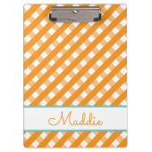 Niedlich Gingham Personalisiert Clipboard Klemmbrett (Vorderseite)