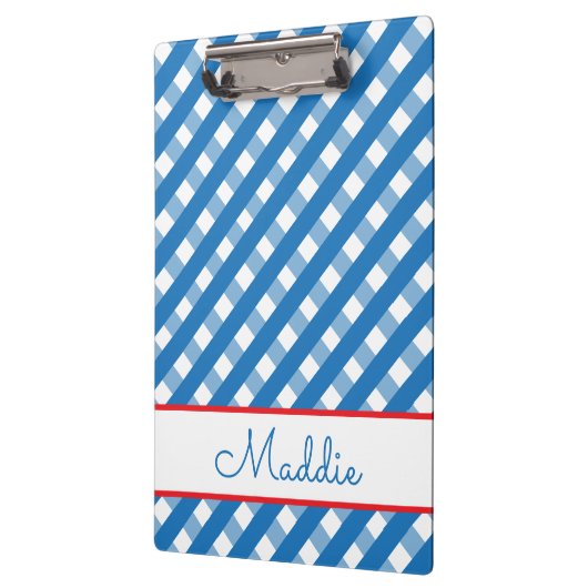Niedlich Gingham Personalisiert Clipboard Klemmbrett (Links)