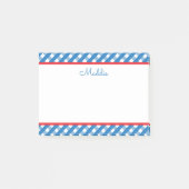 Niedlich Gingham Personalisiert Notepad Post-it Klebezettel (Vorderseite)