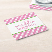 Niedlich Gingham Personalisiert Paper Untersetzer (angewinkelt)