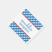 Niedlich Gingham Personalisiert Party Napkins Serviette (Ecke)