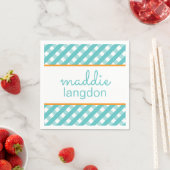 Niedlich Gingham Personalisiert Party Napkins Serviette (Beispiel)