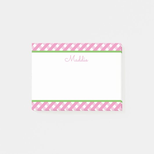 Niedlich Gingham Personalisiert Post-it Notepad Klebezettel (Vorderseite)