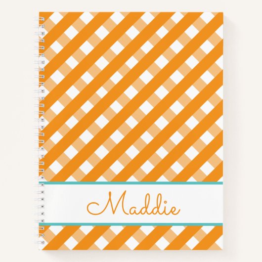 Niedlich Gingham Personalisiert Spiral Notebook Notizblock (Vorderseite)