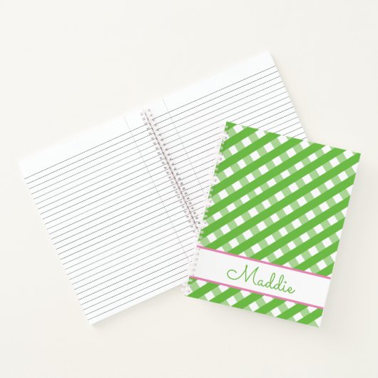 Niedlich Gingham Personalisiert Spiral Notebook Notizblock (Innenseite)