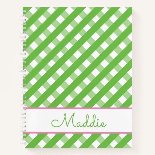 Niedlich Gingham Personalisiert Spiral Notebook Notizblock (Vorderseite)