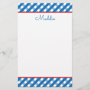 Niedlich Gingham Personalisiert Stationery