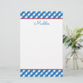 Niedlich Gingham Personalisiert Stationery (Stehend Vorderseite)