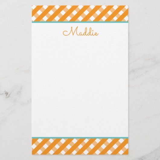Niedlich Gingham Personalisiert Stationery (Vorderseite)