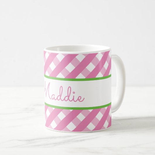 Niedlich Gingham Personalisierte Mug Kaffeetasse (VorderseiteRechts)