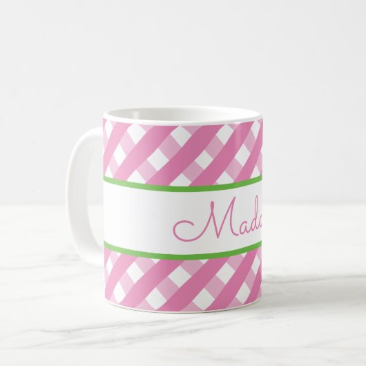 Niedlich Gingham Personalisierte Mug Kaffeetasse (Vorderseite Links)