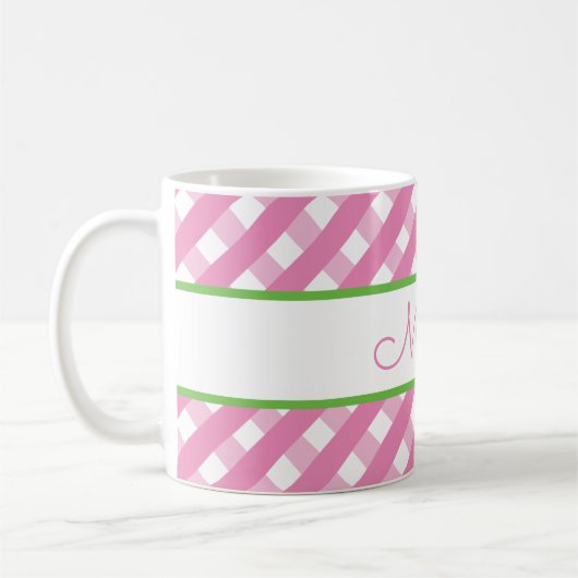 Niedlich Gingham Personalisierte Mug Kaffeetasse (Links)
