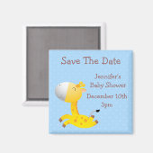 Niedlich Giraffe Blue Save the Date Baby Dusche Magnet (Vorderseite/Rückseite)