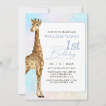 Niedlich Giraffe Boy 1. Geburtstag Blau