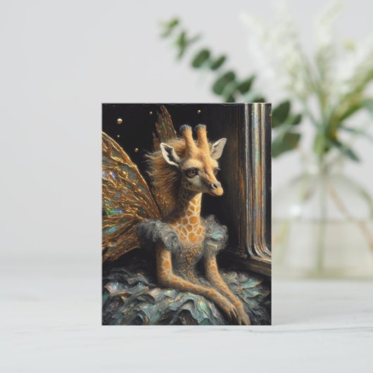 Niedlich Giraffe Fairy Postkarte (Stehend Vorderseite)
