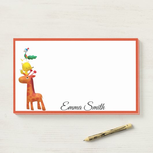 Niedlich Giraffe Fox Peacock Kawaii Tier Post-it Klebezettel (Auf Schreibtisch)