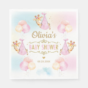 Niedlich Giraffe Girl Babydusche Rosa Papier Napki Serviette
