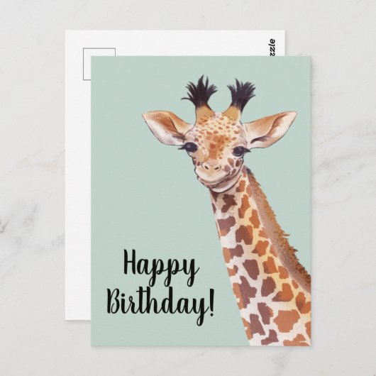 Niedlich Giraffe Happy Birthday Postkarte (Vorne/Hinten)