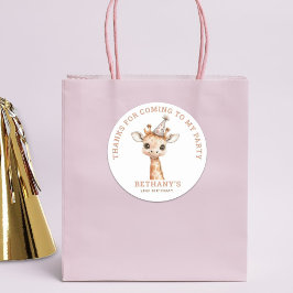 Niedlich Giraffe Kindergeburtstag Party Vielen Dan Runder Aufkleber