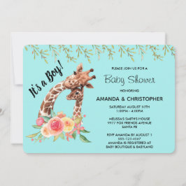 Niedlich Giraffe Watercolor Es ist ein Junge! Baby Einladung