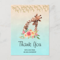 Niedlich Giraffe Watercolor Vielen Dank, dass Sie