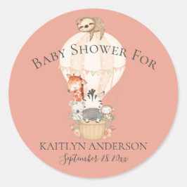 Niedlich Giraffe Zebra Hot Air Ballon Baby Girl Runder Aufkleber