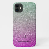 Niedlich Giralrosa Aquamarin Ombre Glitzer Monogra Case-Mate iPhone Hülle (Rückseite)
