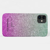 Niedlich Giralrosa Aquamarin Ombre Glitzer Monogra Case-Mate iPhone Hülle (Rückseite (Horizontal))