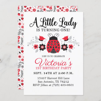 Niedlich Girl 1. Geburtstag Party Einladung